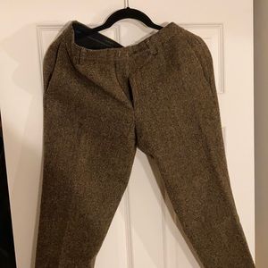 Brown flannel herringbone trousers